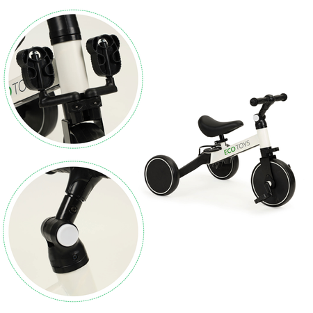 Rowerek biegowy z pedałami Rower trójkołowy dla dzieci 4w1 Ecotoys YM-BB-6 WHITE