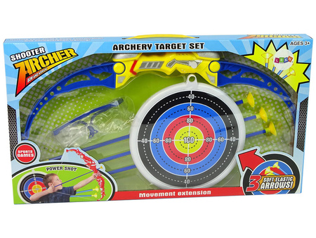 Zestaw strzelecki dla dzieci łuk ze strzałami tarczą i okularami