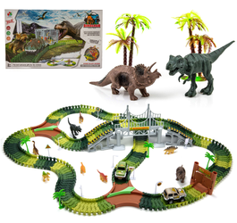 Tor samochodowy dla dzieci Samochód Wyścigowy Park dinozaurów z akcesoriami 240 elementów