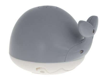 Szary wieloryb do kąpieli tryskający wodą +LED