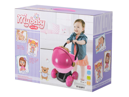 Interaktywna lalka Ala w sukience z wózkiem wydająca dźwięki Sika Pije 7 akcesoriów