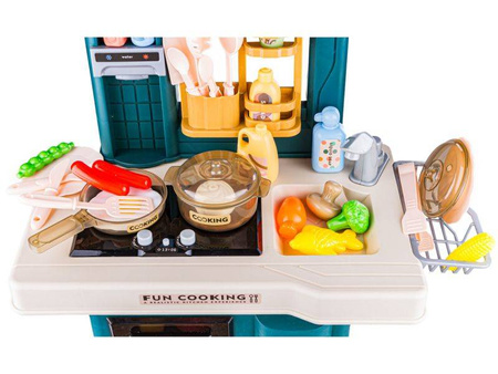 Multifunkcyjna kuchnia dla dzieci światło dźwięk naczynia jedzenie turkusowa