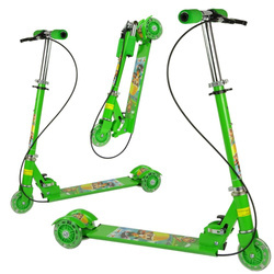Trójkołowa hulajnoga dla dzieci zielona świecące koła LED hamulec ręczny