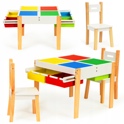 Stół z dwoma krzesłami Stolik dla dzieci ECOTOYS Zestaw mebli sosnowych XKF002