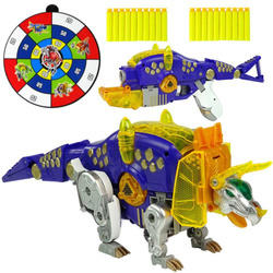Dinobots pistolet na strzałki dinozaur fioletowy Triceratops dla dzieci 2w1