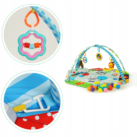 Wielofunkcyjna duża mata edukacyjna dla dzieci Kojec z piłkami Zwierzęta 3w1