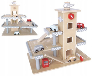 Drewniany garaż parking dla dzieci tor samochodowy 3 poziomy autka Ecotoys