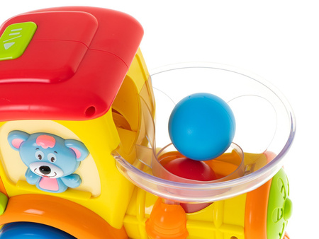 Interaktywna lokomotywa Pociąg dla dzieci Edukacyjna ciuchcia z piłeczkami Nauka celowania HOLA 958