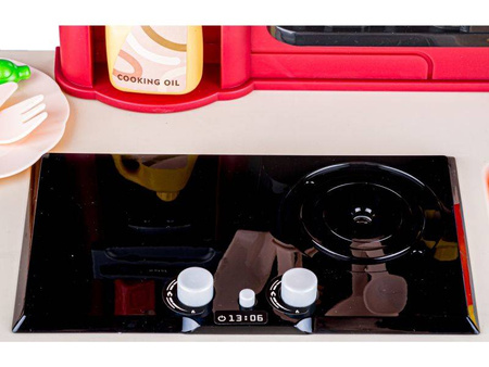 Multifunkcyjna kuchnia dla dzieci światło dźwięk naczynia jedzenie bordowa