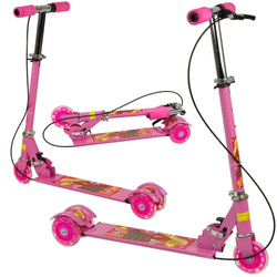 Trójkołowa hulajnoga dla dzieci różowa świecące koła LED hamulec ręczny