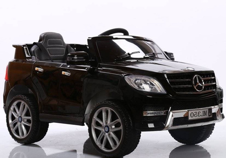 Czarny samochód na akumulator Mercedes ML350 elektryczny Auto dla dzieci światła LED 2 silniki