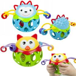 Kolorowa sensoryczna gumowa grzechotka dla dziecka  sowa sówka jeż jeżyk