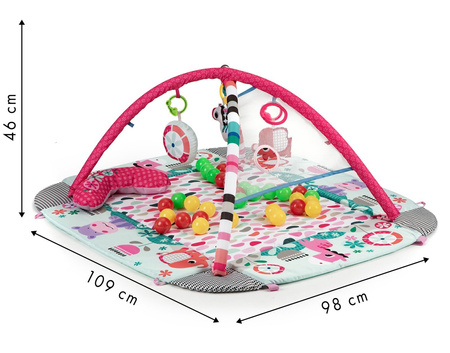 Wielofunkcyjna duża mata edukacyjna dla dzieci Kojec z piłeczkami Zwierzątka 3w1
