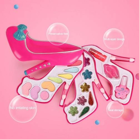 Zestaw do malowania do makijażu dla dzieci paletka pantofelek cienie błyszczyk lakier