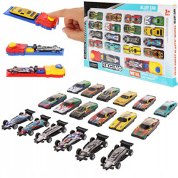 Zestaw kolorowych samochodzików dla dzieci wyrzutnie pojazdów