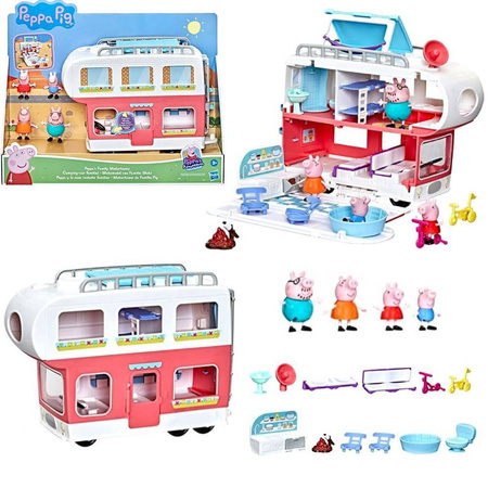 Zestaw Świnka Peppa rodzinny kamper figurki akcesoria dla dzieci efekty dźwiękowe Hasbro 