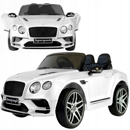Biały samochód na akumulator Bentley Supersports JE1155 Auto elektryczne dla dzieci światła LED pilot
