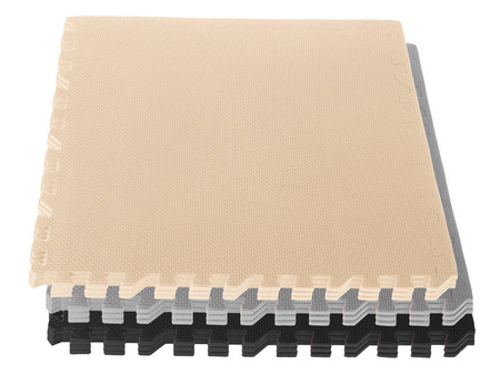 Edukacyjna mata piankowa puzzle piankowe dla dzieci szaro-kremowo-grafitowe 9 el. 180x180 cm