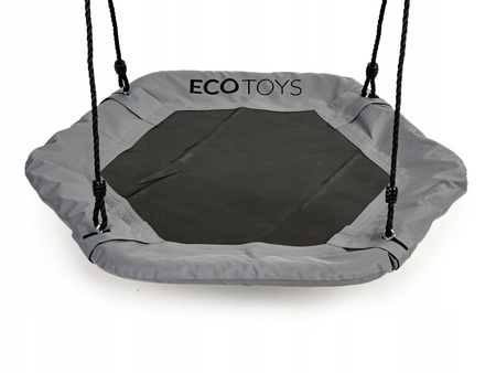 Sześciokątna huśtawka ogrodowa dla dzieci Bocianie gniazdo Ecotoys szara 95 cm MIR6023 GRAY