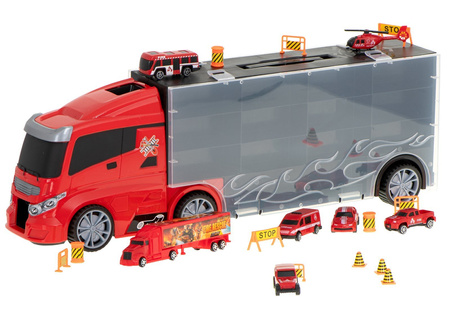 Duża ciężarówka Transporter Garaż dla samochodów z zestawem autek Straż Pożarna dla dzieci