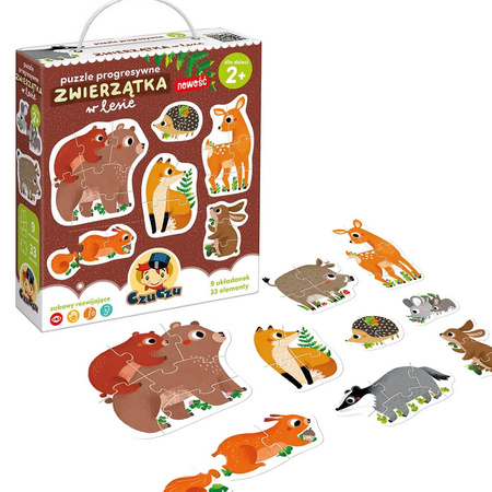CzuCzu Puzzle Progresywne - Zwierzątka w lesie 33 el