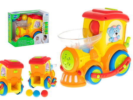 Interaktywna lokomotywa Pociąg dla dzieci Edukacyjna ciuchcia z piłeczkami Nauka celowania HOLA 958