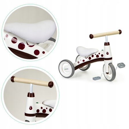 Rowerek biegowy z pedałami Rower trójkołowy dla dzieci Ecotoys biało-brązowy LC-V1850 WHITE