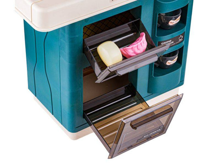 Multifunkcyjna kuchnia dla dzieci światło dźwięk naczynia jedzenie turkusowa