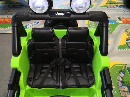 Samochód na akumulator zielony Jeep Wrangler Rubicon elektryczny Auto dla dzieci 2 silniki 45W światła LED
