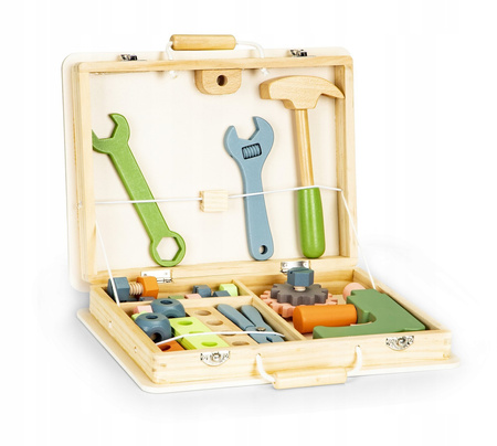 Drewniane narzędzia dla dzieci Warsztat majsterkowicza w skrzynce Zestaw Ecotoys TL80014