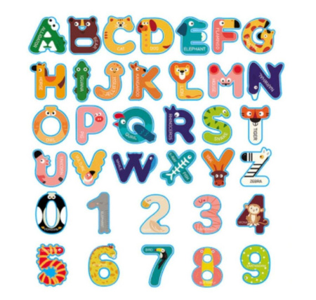  Naklejki puzzle piankowe do kąpieli wanny alfabet + liczby