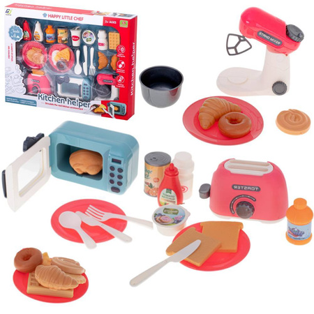Zestaw sprzętu kuchennego dla dzieci mikrofala toster mikser akcesoria