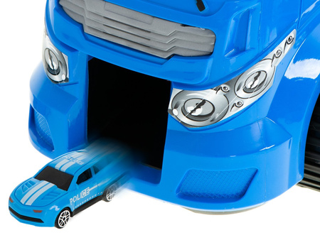 Duża ciężarówka Transporter Garaż dla samochodów z zestawem autek Policja dla dzieci