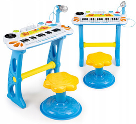 Pianinko organki z mikrofonem keyboard dla dzieci Ecotoys HC490441 BLUE