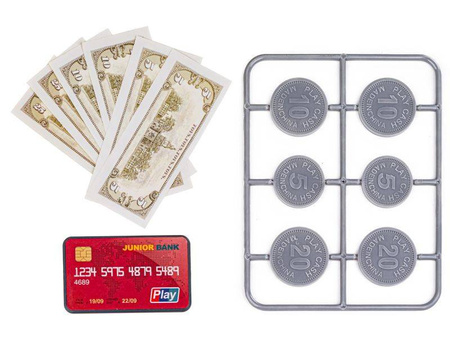 Sklepowa kasa fiskalna dla dzieci koszyk akcesoria czytnik waga malinowa