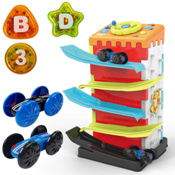 Tor samochodowy Zjeżdżalnia dla samochodów Blok edukacyjny dla dzieci Sorter 5w1