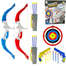 Zestaw strzelecki dla dzieci dwa łuki pistolety strzałki tarcza