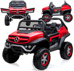 Duży samochód na akumulator dla dzieci auto Mercedes Unimog czerwono-czarny światła LED