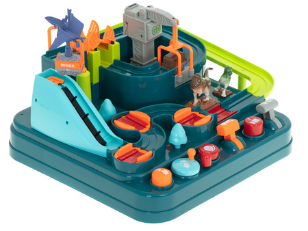 Interaktywny tor samochodowy z przeszkodami dla dzieci Dinozaury Wyścigi pojazdów Jaskinia Parking dla pojazdów