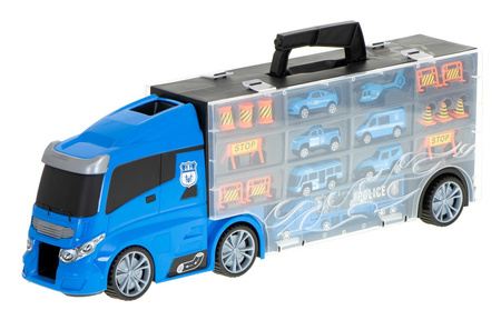 Duża ciężarówka Transporter Garaż dla samochodów z zestawem autek Policja dla dzieci