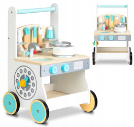 Drewniana kuchnia dla dzieci wózek na kółkach pchacz Ecotoys TL88041