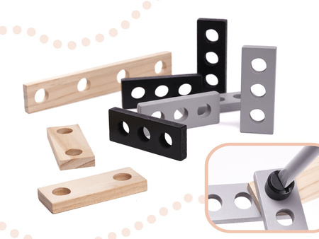 Drewniany warsztat majsterkowicza dla dzieci w skrzynce Zestaw do majsterkowania 15 elementów