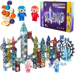 Zestaw klocków magnetycznych świecący tor kulkowy dla dzieci kulodrom 230 elementów