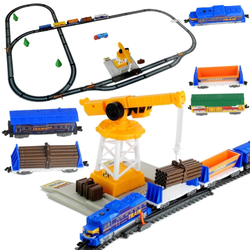 Kolejka na baterie dla dzieci Pociąg z wagonami Stacja załadunkowa 59 elementów