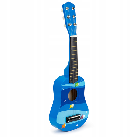 Drewniana gitara akustyczna dla dzieci kostka niebieska Ecotoys FO18 BLUE