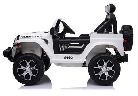 Samochód na akumulator Jeep Wrangler Rubicon elektryczny Auto dla dzieci 2 silniki światła LED biały