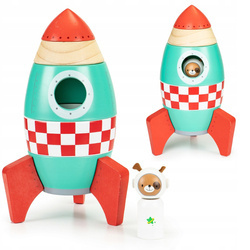 Drewniana układanka rakieta dla dzieci piramidka Ecotoys
