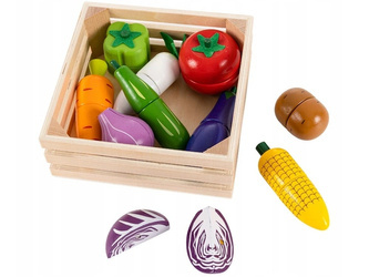 Drewniane jedzenie do krojenia owoce warzywa zestaw kuchnia Ecotoys SAWT18521