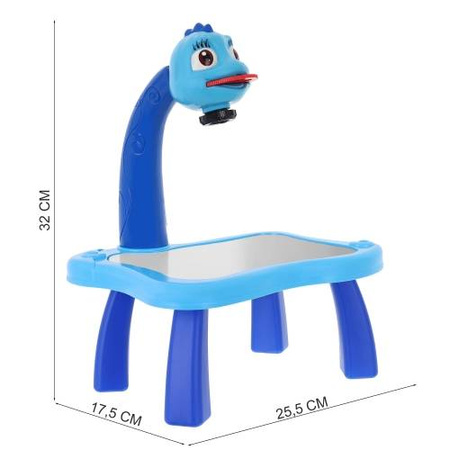 Projektor rzutnik do nauki rysowania dla dzieci 24 wzory stoliczek pisaki niebieski