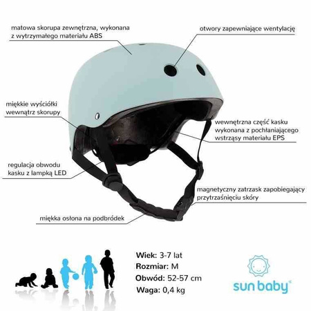 Kask rowerowy dla dzieci M z lampką LED Cubic Sun Baby 3-7 lat
